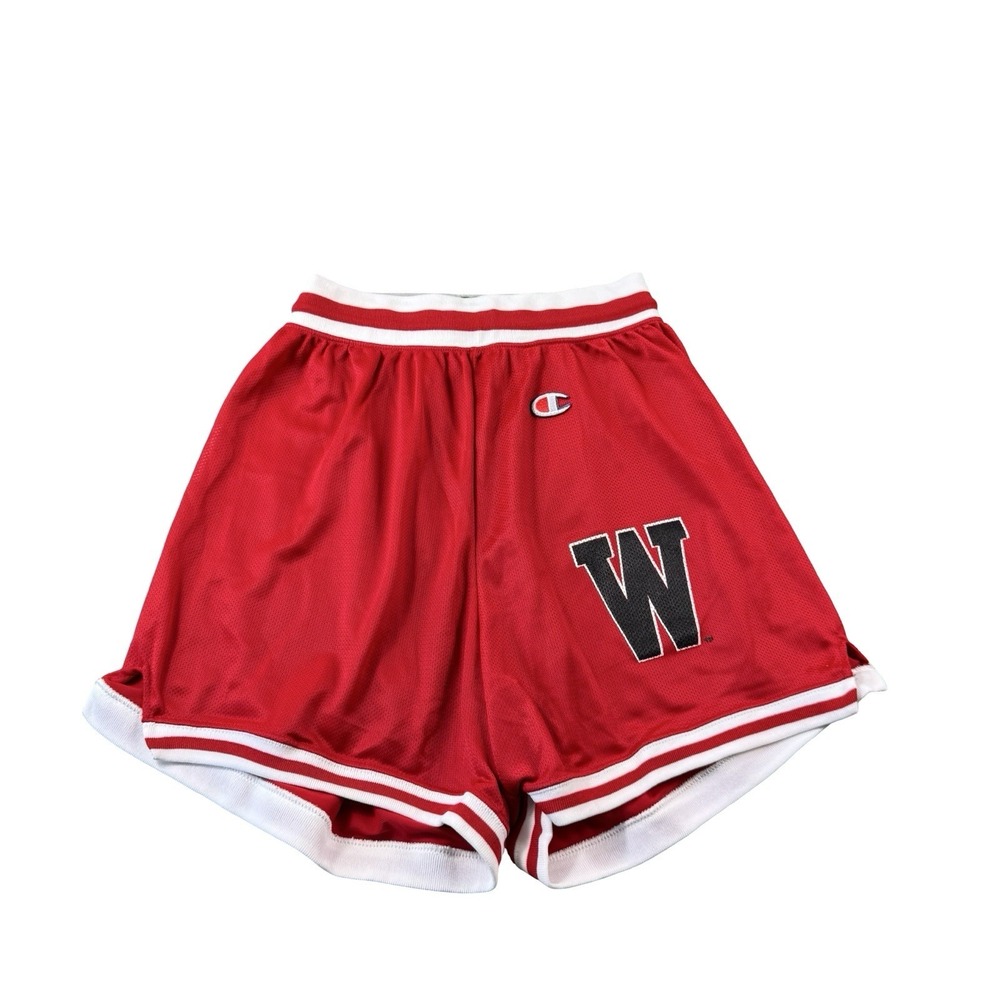Champion Red Wisconsin Badger VTG USA Men's Athletic Short Size M 32-34